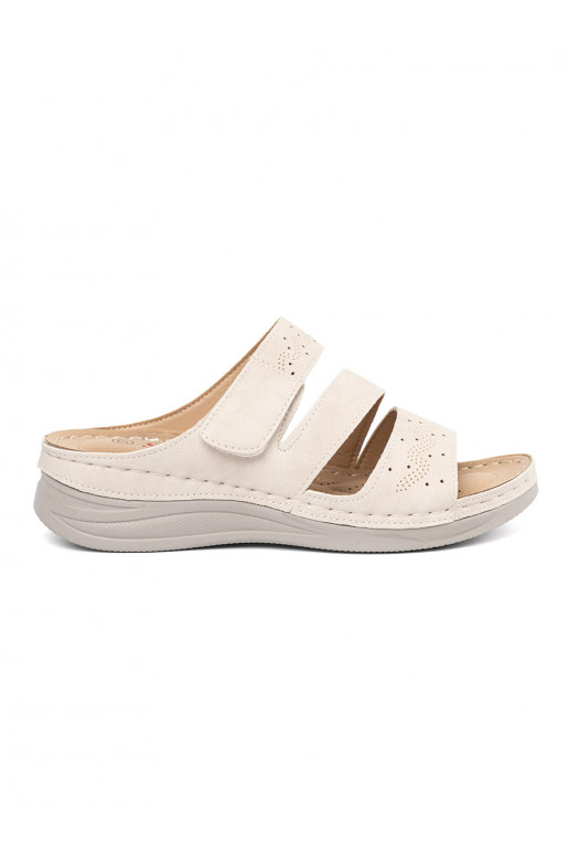 Easy light beige slippers  on a low wedge