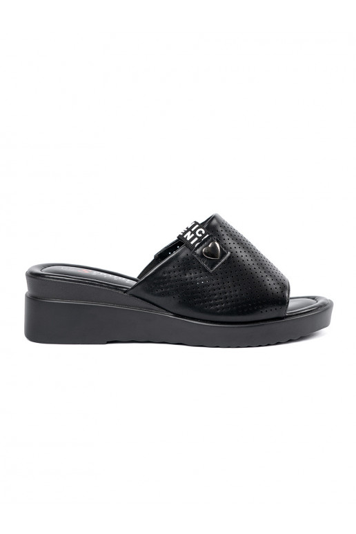 black slippers  with platform openwork