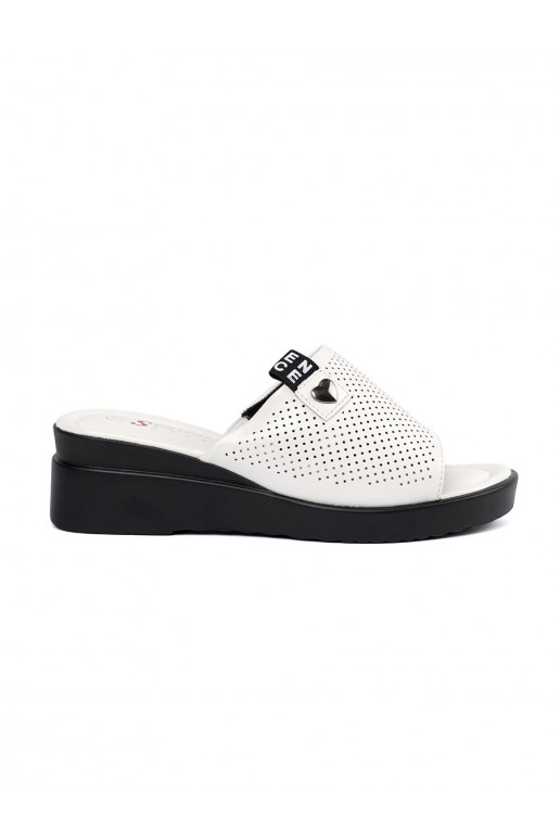White color openwork slippers  with platform