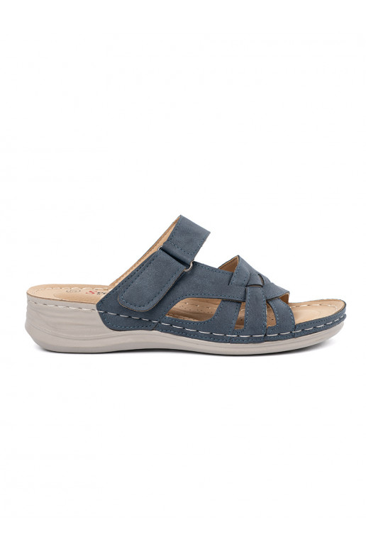 blue slippers  womens z ozdobnym flowersem