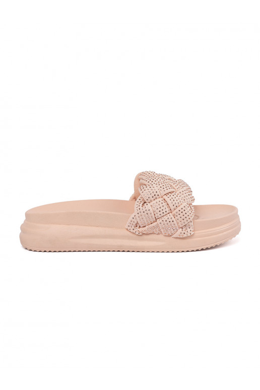 Slippers pink with crystals