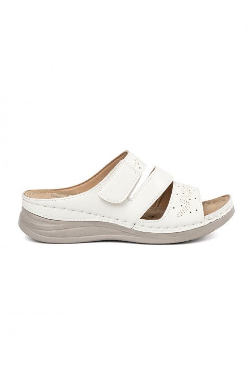 Easy white color slippers  on a low wedge