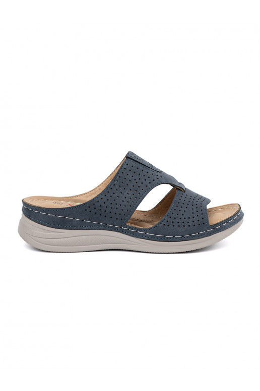 blue comfortable slippers  z wycięciami