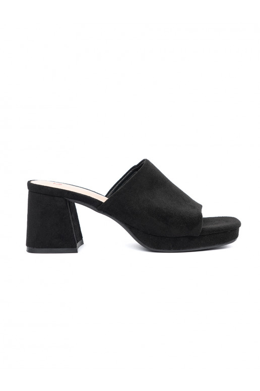 Womens black slippers  on highheels