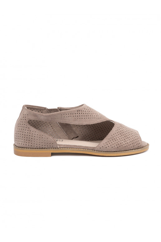 beige sandals openwork flat