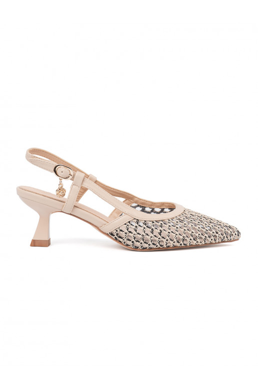 ivory High heels openwork on a low heel