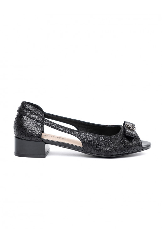 black slip-on shoes with open toes