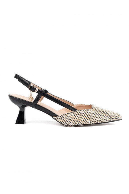 black braided High heels on a low heel
