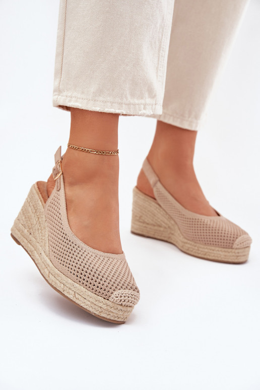 Wedge Sandals For Women With Braiding Dark Beige Tulliata