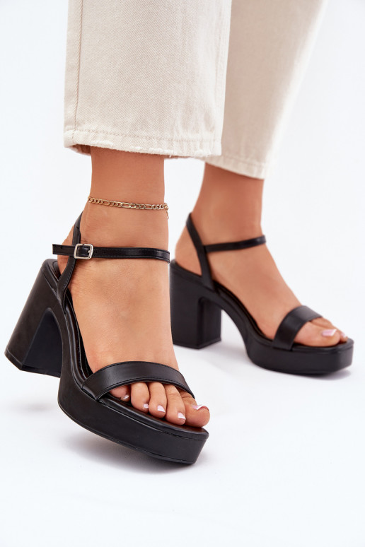 Eco Leather Heeled Sandals Black Lillita