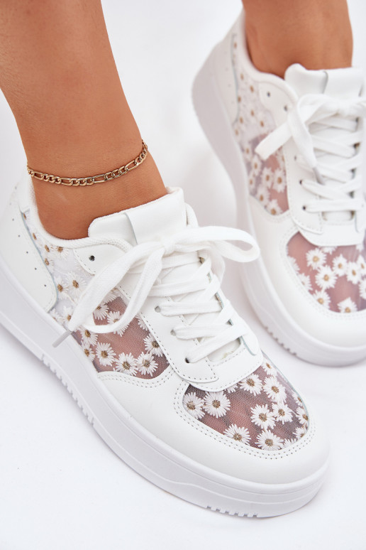 Mesh Women's Sneakers Daisies White Jenithra