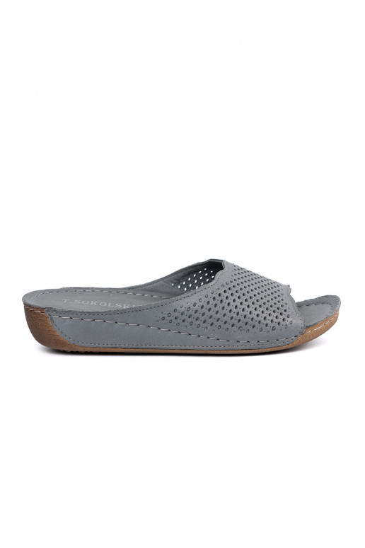 Leather gray slippers 