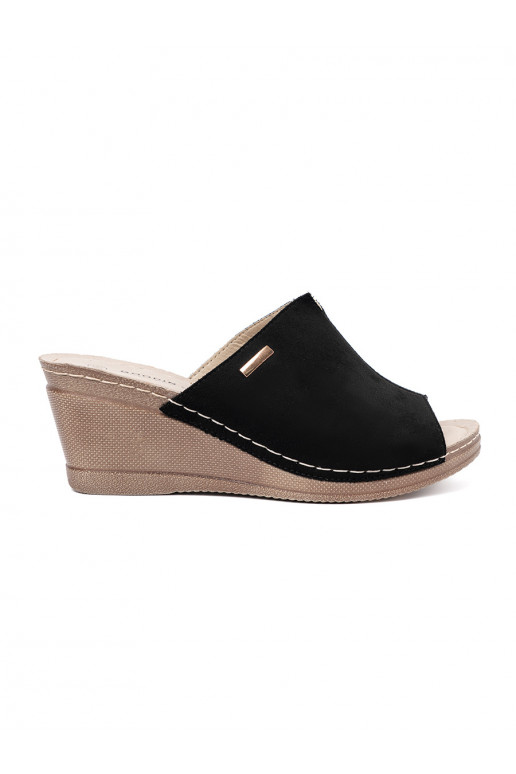 Womens black slippers  with platform