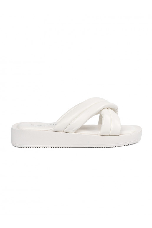 White color womens slippers  with platform