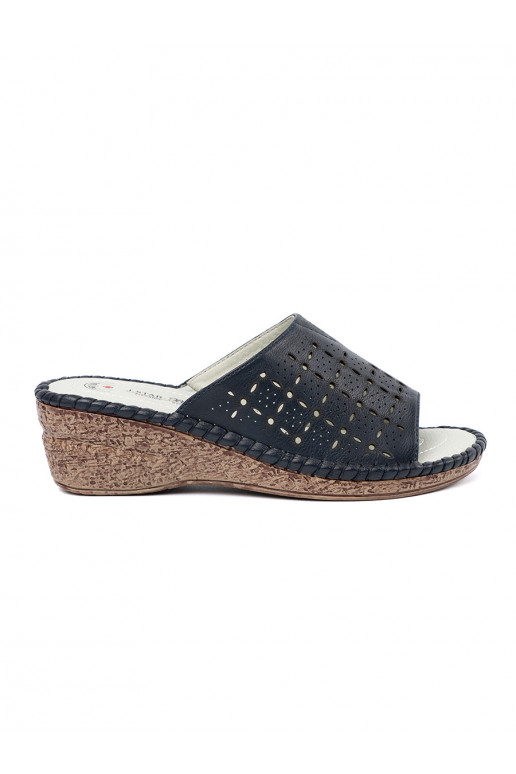 Slippers womens blue on a wedge