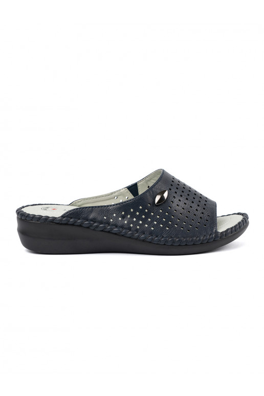 dark blue slippers  womens ze skórzaną wkładką