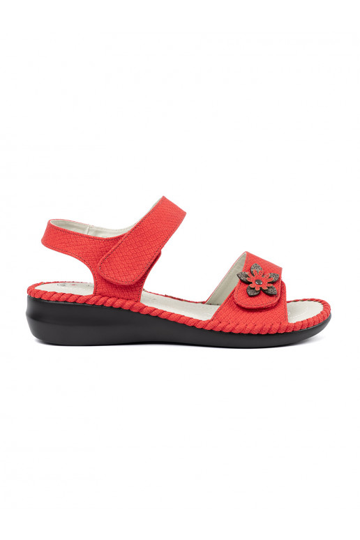 red sandals z skórzaną wkładką