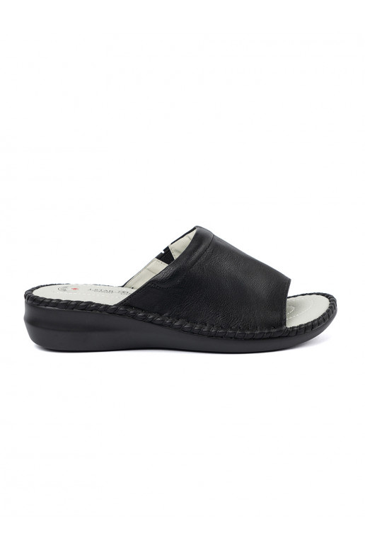 black slippers  womens ze skórzaną wkładką