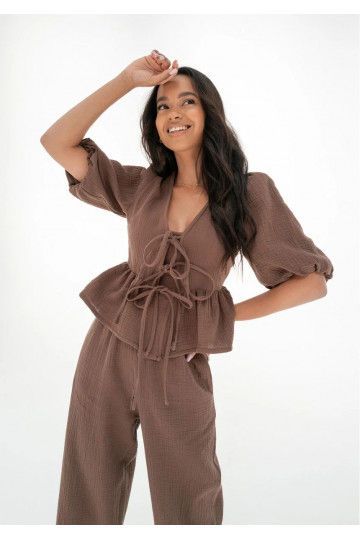 Juliet - Brown muslin blouse