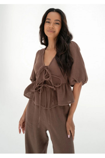 Juliet - Brown muslin blouse 2