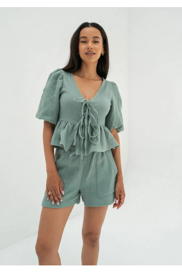 Sammi - Minty muslin shorts