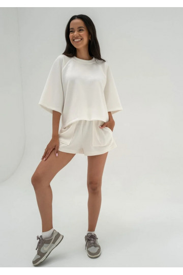 Jess - Ecru soft sweatshorts