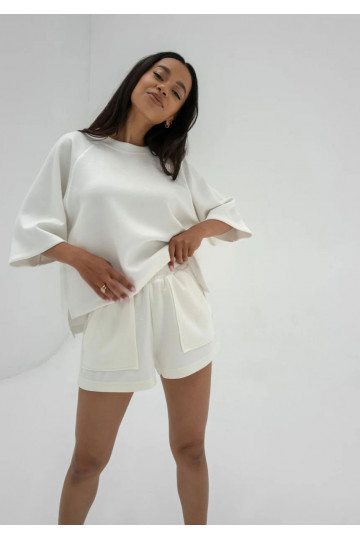 Jess - Ecru soft sweatshorts 2