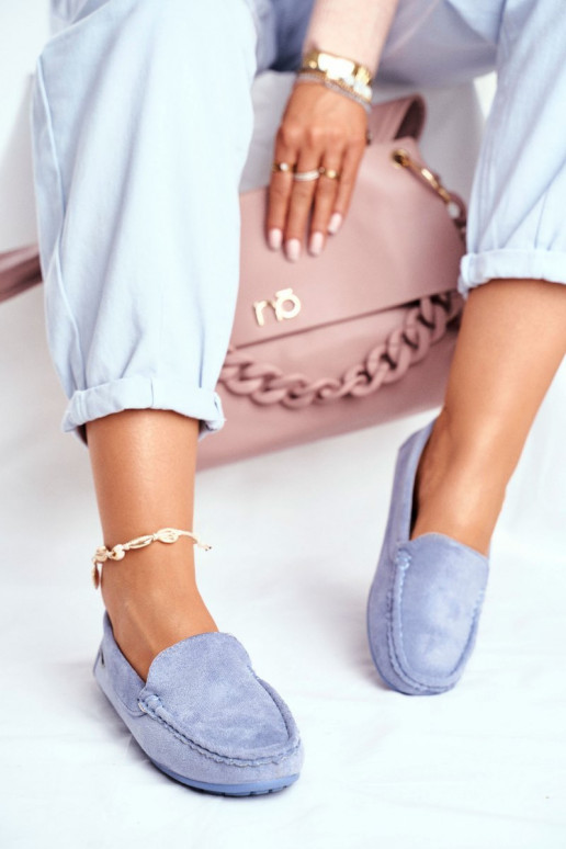 Women's Moccasins Blue Suede Morreno