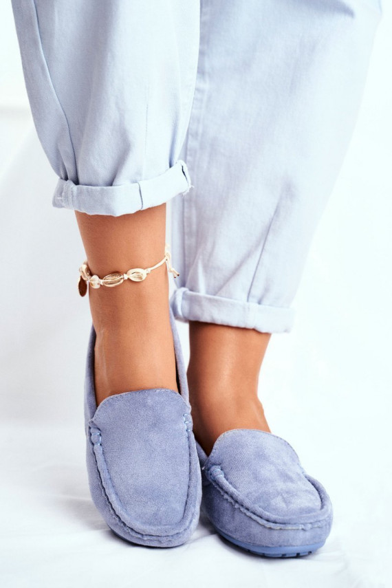 Women's Moccasins Blue Suede Morreno