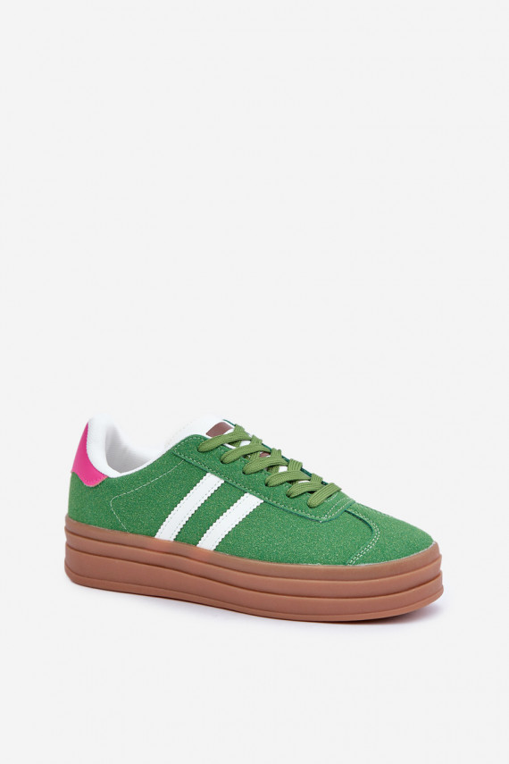 Ladies Sneakers On Platform Green Egelia