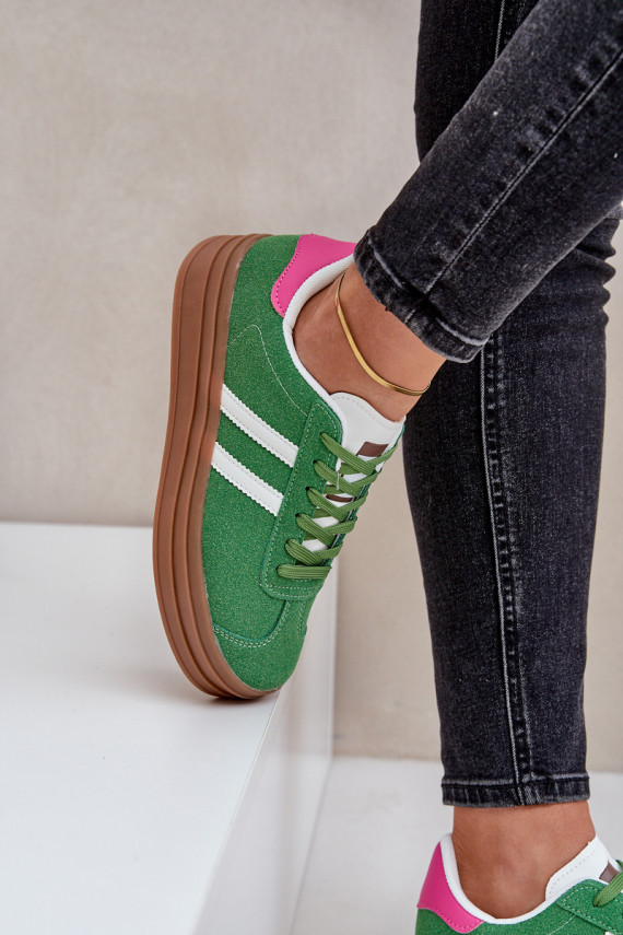 Ladies Sneakers On Platform Green Egelia