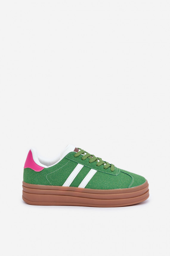 Ladies Sneakers On Platform Green Egelia