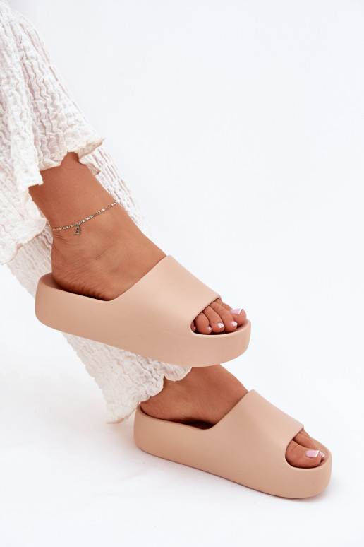 Ladies Slippers On Thick Sole Khaki Oreithano