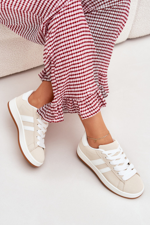 Women's Sports Shoes Sneakers Made Of Eco Leather Beige Ravina