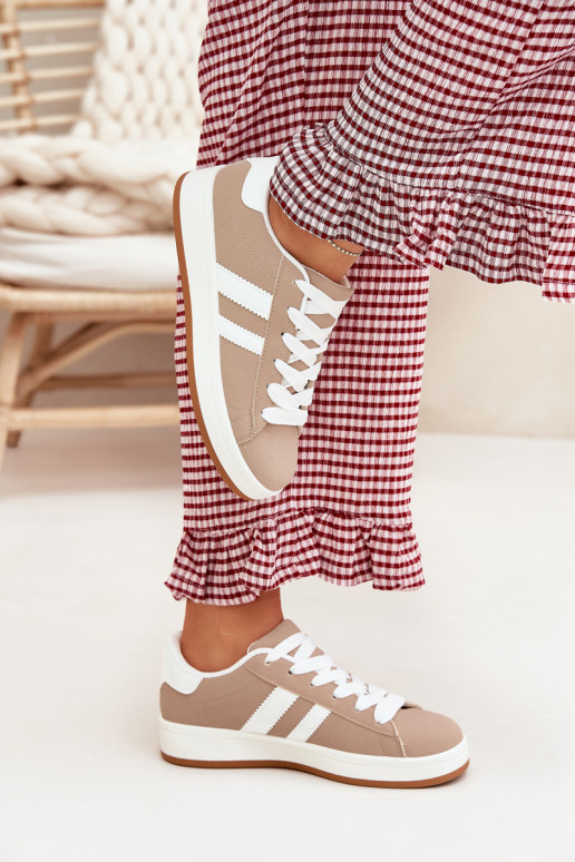 Women's Sports Shoes Sneakers Made Of Eco Leather Dark Beige Ravina