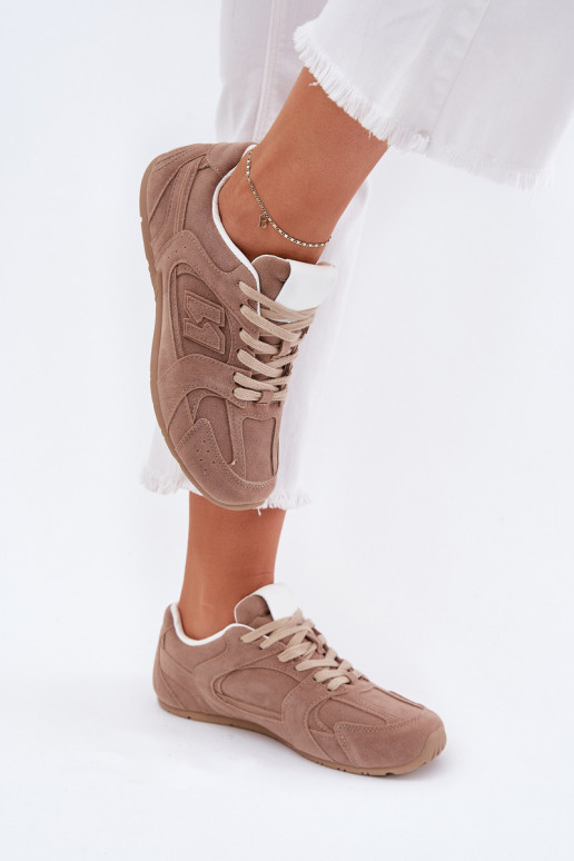 Ladies Sports Shoes Made Of Eco Suede Dark Beige Dorella