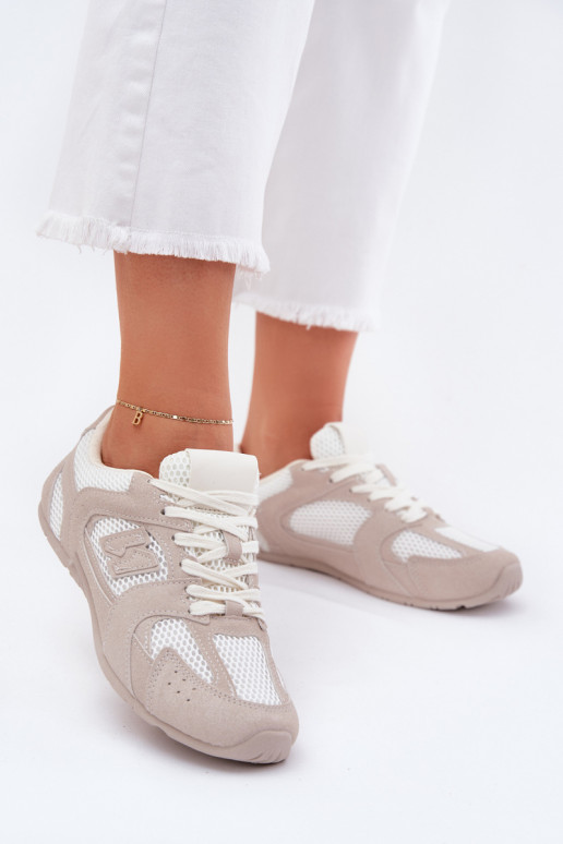 Women's Sports Shoes Made Of Eco Suede White-Beige Dorella