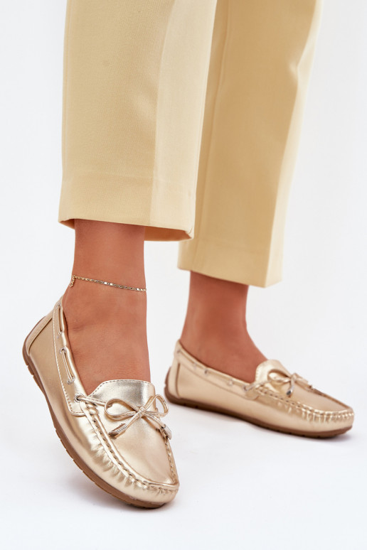 Women's eco leather loafers gold Si Passione