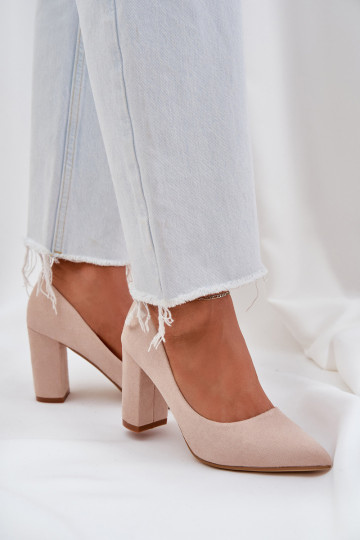 Women's Heeled Eco Suede Beige Pumps Florena 2