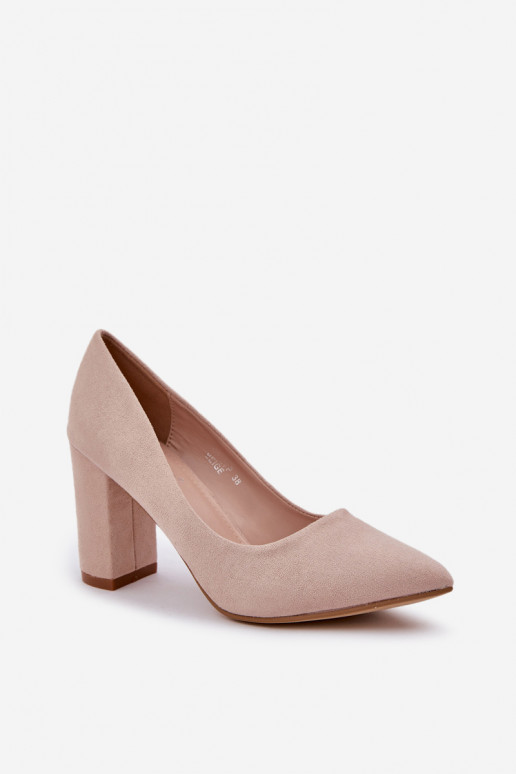 Women's Heeled Eco Suede Beige Pumps Florena
