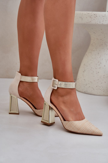 Heels With Pointed Toes Gold Gekkaria 2