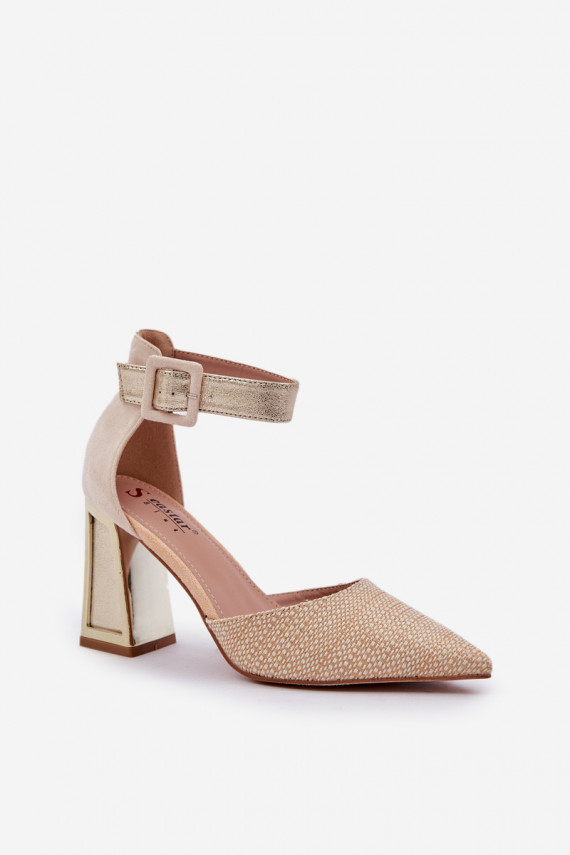 Heels With Pointed Toes Gold Gekkaria