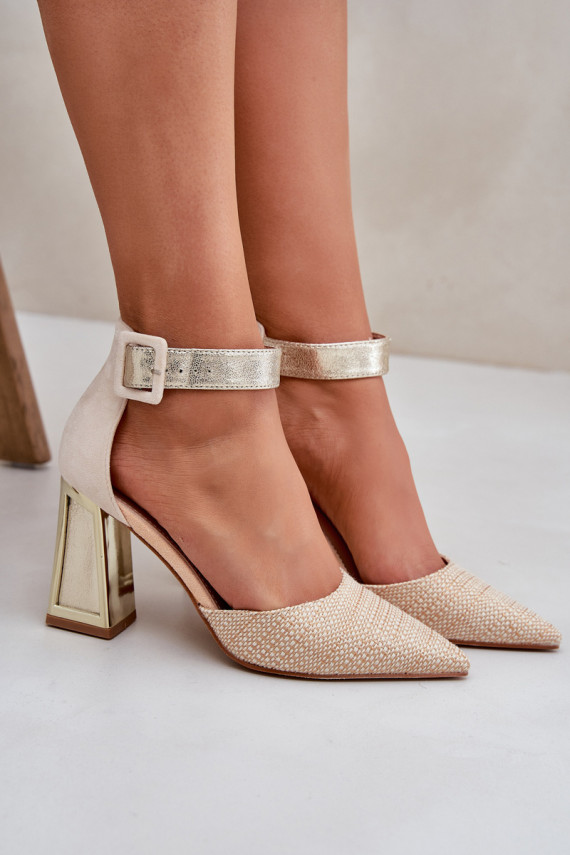 Heels With Pointed Toes Gold Gekkaria