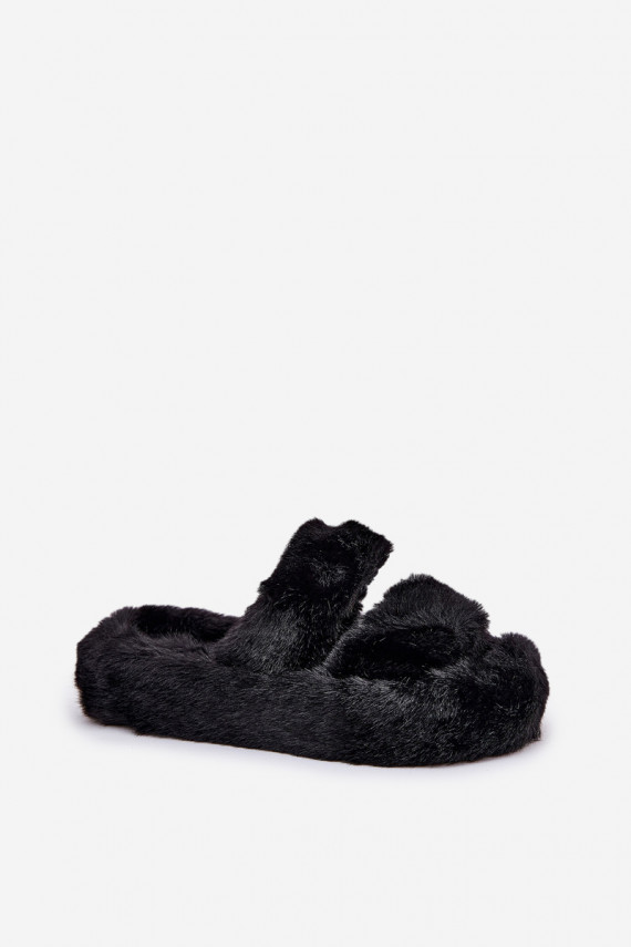 Women's Fur Slippers On Platform Black Talfedi