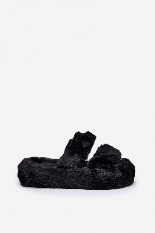 Women's Fur Slippers On Platform Black Talfedi