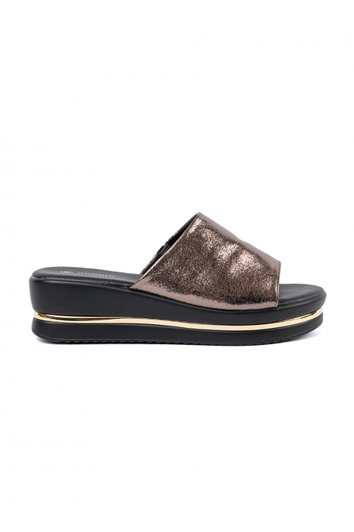Metallic design slippers  womens with platform