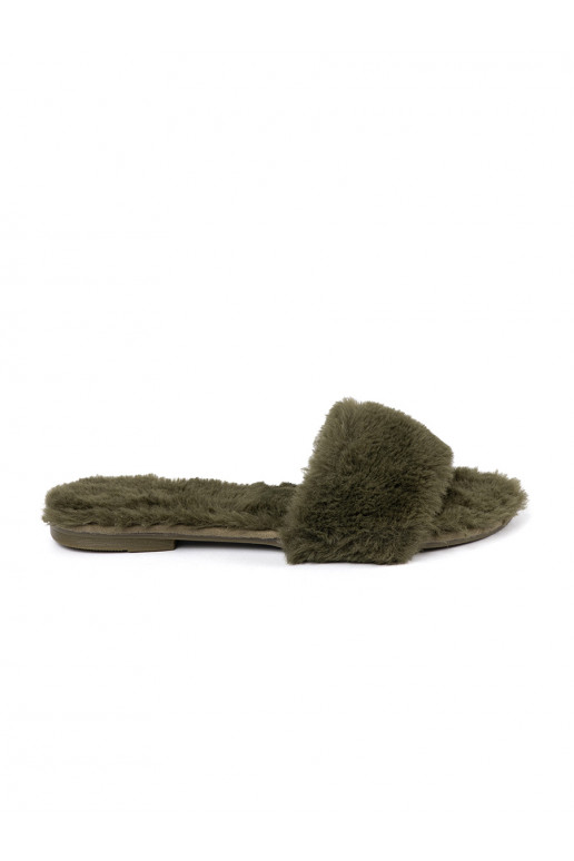 green color futrzane slippers  womens