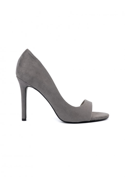 gray of suede sandals on a high heel
