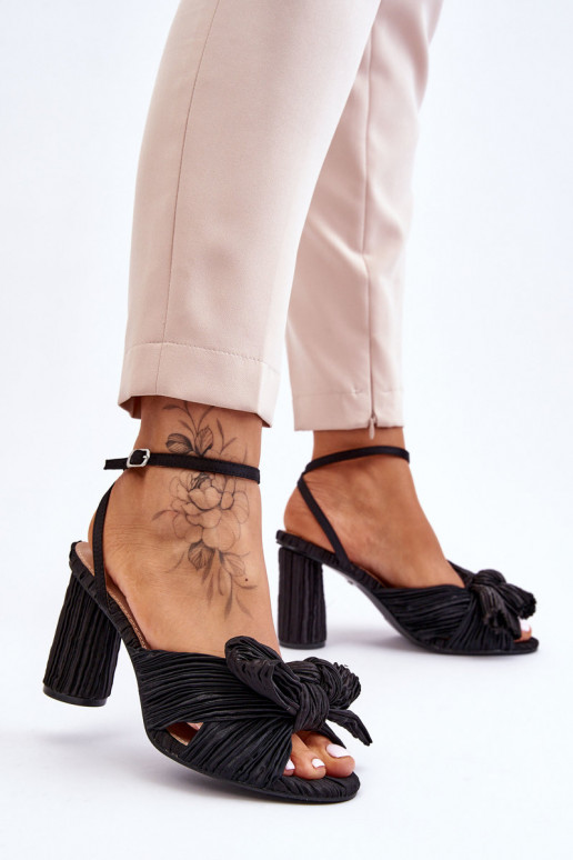 Fashionable Sandals With A Bow On Heels Black Callum