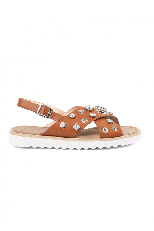 caramel colors sandals womens with rivets